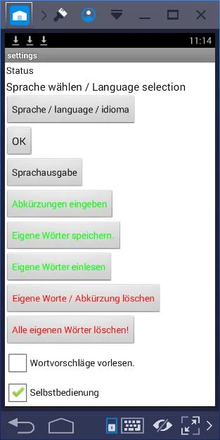 Einstellungen Seite
